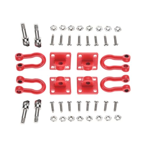 Beufee Fibbia del rimorchio RC 8pcs, Set di blocco RC Set Metal RC Crawler tra rimorchio di rimorchio Accessori per decorazioni RC per Auto da arrampicata telecomandata (Rosso) von Beufee