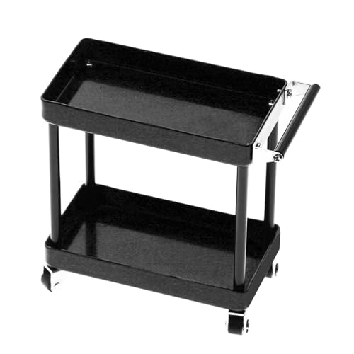 Beufee Tools Trolley -Kit, 2 Stufe Tools Storage Trolley Mini Rolling Utility Cart RC -Zubehör für 1/8 1/10 1/12 1/16 Skalenmodell großer Größe großgröße ﻿ (Schwarz) von Beufee