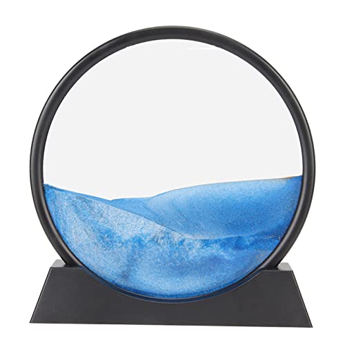Bewegende Sandkunst Bild, 12 Zoll bewegende Sandkunst Flüssigkeit Bewegung rund 360 Grad Rotatable 3D Flüssigbewegung Tiefsee Sandscape Quicksand Malerei Dekor (Blau) von Beufee