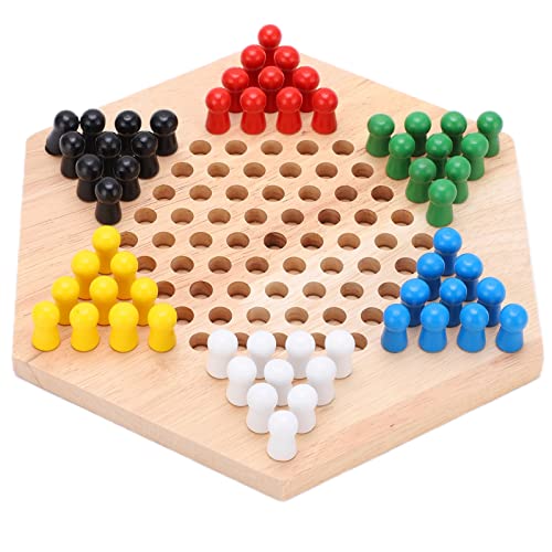 Chinese Checkers Game Set, hölzerne farbenfrohe chinesische Checkers Brettspiel Klassische Strategie Family Brettspiel für Kinder und Erwachsene von Beufee