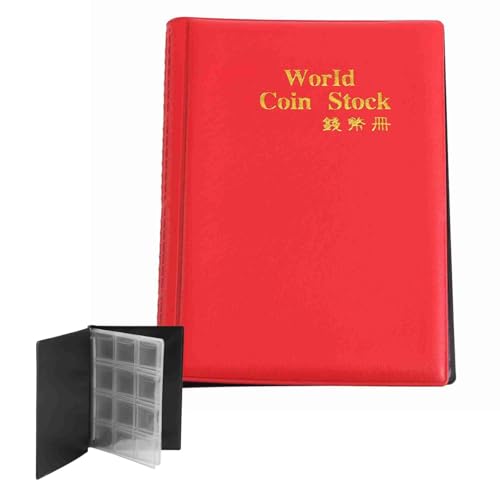 Coines Collection Book, 120 Taschen 10 Seiten Coines Sammeln Sie Buchgitterhalter Display Aufbewahrungskoffer (Rot) von Beufee
