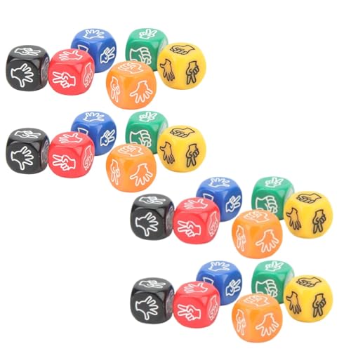 Fingerratenspiel Würfel, 24pcs 6 -Seiten 6 Farben 20mm Rock Paper Scissors Game Dice für Erwachsene Kinderfamilienfamilie von Beufee