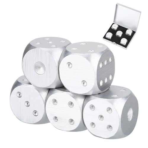 Game Dice, 5PCS Aluminium Alloy Dice Game Set Classroom Board Game Toy with Storage Box (Quadrat) von Beufee