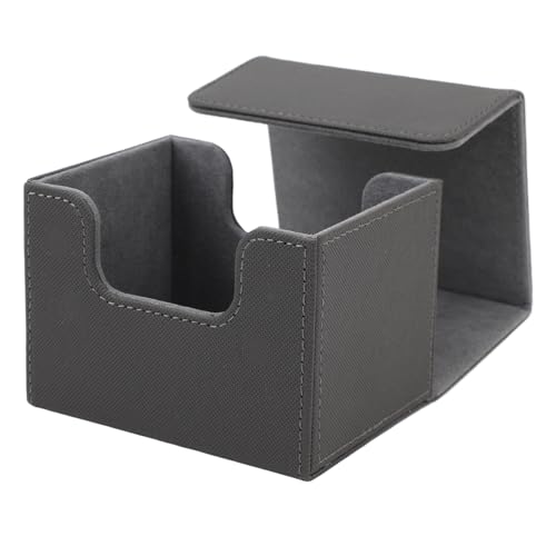 Kartendeckbox, Magnetklappe Deckel Card Deck Hülle 100 Blätter Kapazität PU Leder Game Card Box für Spielkarten Tarotkarten ﻿ (Grau) von Beufee