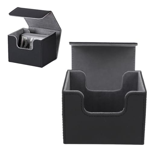 Kartendeckbox, Magnetklappe Deckel Card Deck Hülle 100 Blätter Kapazität PU Leder Game Card Box für Spielkarten Tarotkarten ﻿ (Schwarz) von Beufee
