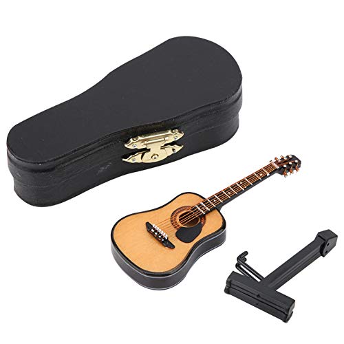 Mini -Gitarrendekor, Mini -Instrumente mit Stand- und Gehäuse -Sammlerfigur Dollhouse Accessoires Modell Mini -Gitarrenanzeige (10 cm) von Beufee