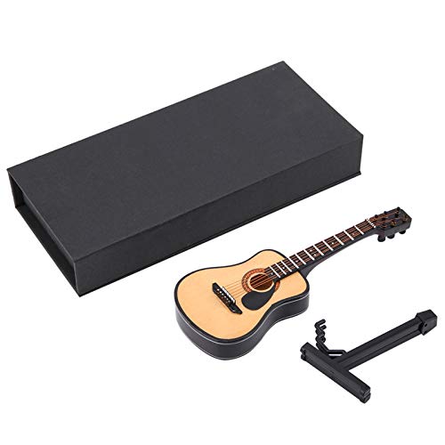 Mini -Gitarrendekor, Mini -Instrumente mit Stand- und Gehäuse -Sammlerfigur Dollhouse Accessoires Modell Mini -Gitarrenanzeige (16 cm) von Beufee