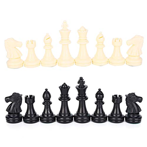 Nur 32-teiliges Schachfiguren-Set, schwarz-weißes Schachfiguren-Set aus Kunststoff, Internationale Schachfiguren, Schachspielfiguren zum Ersetzen fehlender Figuren (Mittelgroße Königshöhe 64 mm) von Beufee