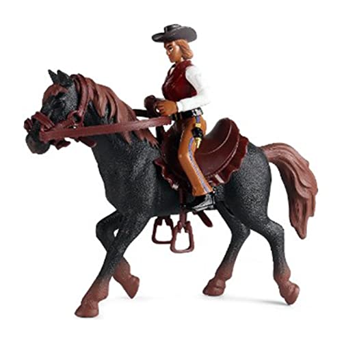 People Horse Riding Figur, realistische Reiten von Menschen Aktion Figur wiederverwendbares Plastik Rider Model Cowboy Spielzeug für Kinder (02) von Beufee