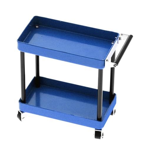 Tools Trolley -Kit, 2 Stufe Tools Storage Trolley Mini Rolling Utility Cart RC -Zubehör für 1/8 1/10 1/12 1/16 Skalenmodell großer Größe großgröße ﻿ (Blau) von Beufee