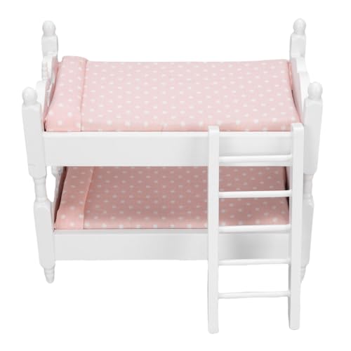 Bewinner 1:12 Puppenhaus -Etagenbett mit Leiter, Hölzerne Miniatur -Schlafzimmermöbel für Puppenhaus, Kinderspielzeug, DIY -Handwerksprojekt Display (Punkt) von Bewinner