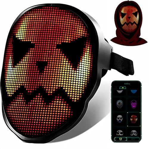 Bewinner 46x58 LED Maske mit Gestensteuerung für Halloween Kostüme, Bluetooth APP Steuerung LED beleuchtete Gesichtsabdeckung, Verwandelnde Maske für Cosplay Festival Party Bewinner 46x58 LED Maske mit Gestensteuerung für Halloween Kostüme, Bluetooth APP Steuerung LED beleuchtete Gesichtsabdeckung, Verwandelnde Maske für Cosplay Festival Party von Bewinner