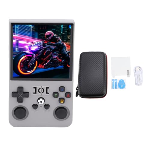 Bewinner R36MAX Retro-Handheld-Spielekonsole, tragbares 4-Zoll-IPS-Open-Source-Gaming-System, 4000 mAh Lange Akkulaufzeit, unterstützt GBA NES MAME, mit Speicherkartenhülle (Grey) von Bewinner