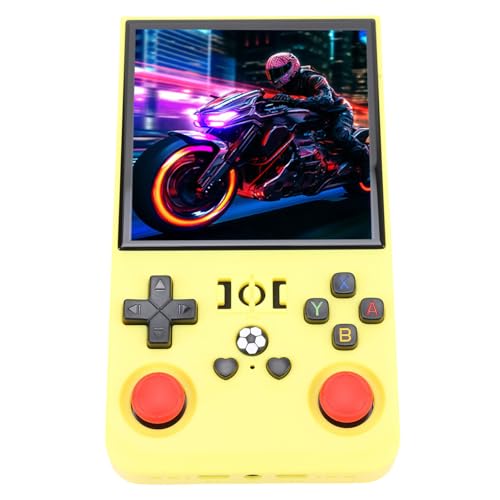Bewinner R36MAX Retro-Handheld-Spielekonsole, tragbares 4-Zoll-IPS-Open-Source-Gaming-System, 4000 mAh Lange Akkulaufzeit, unterstützt GBA NES MAME, mit Speicherkartenhülle (Yellow) von Bewinner