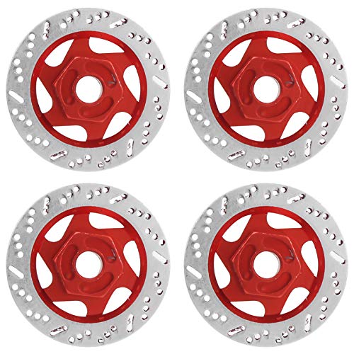 Bewinner RC Bremsscheibe 1/10 RC Bremsscheiben Set für 1/10 RC Geländewagen/Kletterfahrzeug mit Eloxierter Oberfläche (Rot) von Bewinner