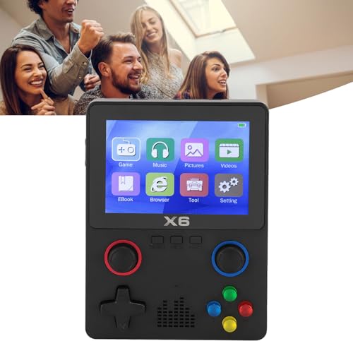 Bewinner X6 Retro Handheld Spielekonsole, 10000+ Spiele Tragbare Videospielkonsolen mit 3,5 Zoll IPS Bildschirm & Dual Joystick, Unterstützung Zum Anschließen eines Fernsehers (Schwarz) von Bewinner