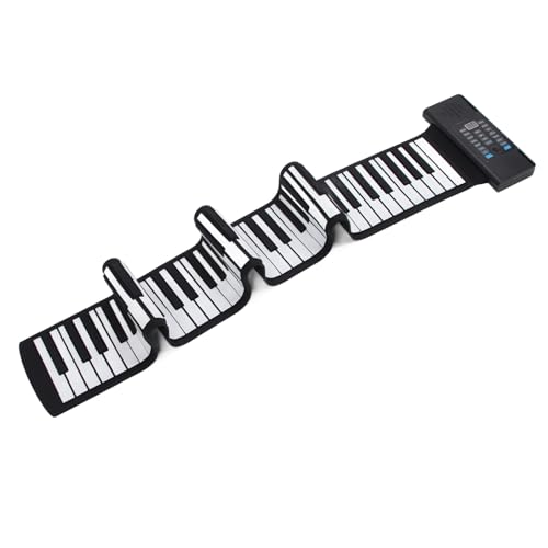 Klappbares Roll-Piano mit 88 Tasten, Wiederaufladbares Hand-Roll-Keyboard mit MIDI, 128-Töne-Rhythmen, LED-Anzeige, Tragbar, Geschenk für , Anfänger von Bewinner