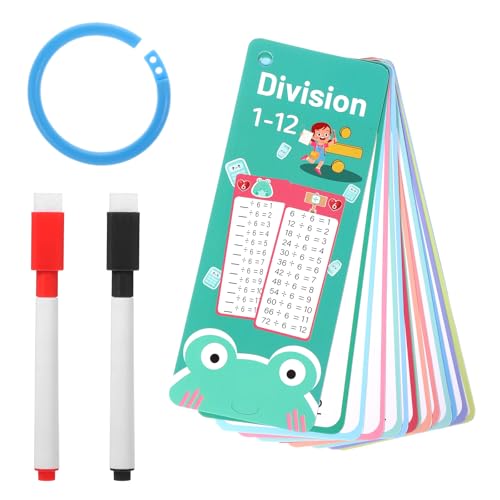 Bewudy 1x1 Lernkarten Kinder, 15 Einmaleins Spiel Multiplikationskarten mit 2 Markierungsstift, Multiplikation Einmaleinstabelle Tragbare Mathe-Lernkartenspiel für Klassenzimmer Hause (Division) von Bewudy