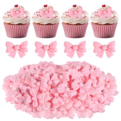 Bewudy 50 Stück Schleife Cake Topper, Rosa Schleife Cupcake Topper Schleifen Deko Tortendeko Mädchen Rosa Schleifen Hochzeitstorte Deko Geburtstag Bögen Für Themenpartys Verlobungen von Bewudy