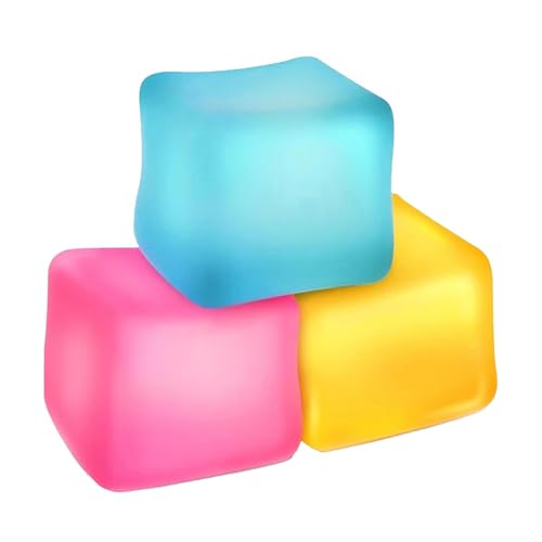 3 Stück Nice Cube Anti Stress Bälle Nee Doh Nice Cube, Needohs Nice Toys, Squeeze Ice Cube Spielzeug, Eiswürfel Stress Balls Eiswürfel Sensorball Stressspielzeug Angst Und Stressabbau-Würfel von Bexdug