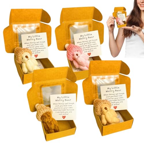 Bär In Einer Box - 4 Stücke Niedlicher Bär Stofftier Mit Motivationskarte,Wohndekoration Für Schlafzimmer Schreibtisch Zimmer - Halloween Weihnachten von Bexdug