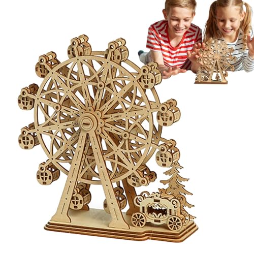 Bexdug 3D-Holzpuzzles,Holz-3D-Puzzles für Erwachsene | DIY-Architektur-Riesenrad - Riesenrad-Bausatz, pädagogisches Schreibtischspielzeug zum Geburtstag von Bexdug