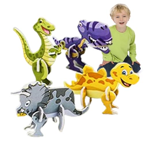 Bexdug 3D-Tierpuzzles für Kinder, 3D-Puzzles für Erwachsene - Pädagogische Dinosaurier-Puzzles 10 Stück,DIY 3D-Puzzle-Set, Denksportaufgaben, pädagogisches Mint-Spielzeug für Erwachsene und Kinder von Bexdug