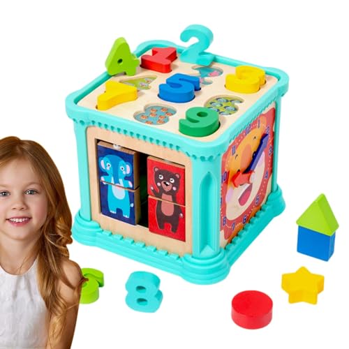 Bexdug Aktivitätswürfel für Kleinkinder,Montessori-Aktivitätswürfel | Montessori Cube Activity Center Busy Cube Shape Sorter Spielzeug - Pädagogische Lernspielzeuge für die Feinmotorik und Bausteine von Bexdug