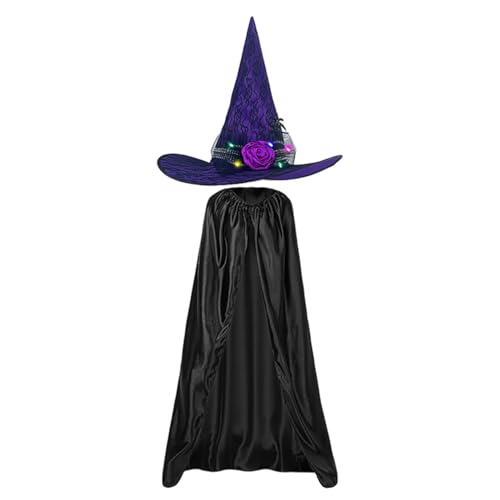 Bexdug Hexenkostüm Damen | Gruseliges Halloween Mädchenkleid Mit Hut,Gothic Cape Cosplay Zubehör Für Kinderclub Geburtstag Festival Party Verkleidung Bexdug Hexenkostüm Damen | Gruseliges Halloween Mädchenkleid Mit Hut,Gothic Cape Cosplay Zubehör Für Kinderclub Geburtstag Festival Party Verkleidung von Bexdug