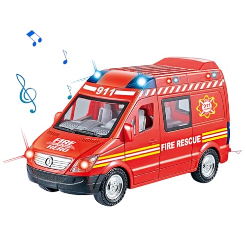 Bexdug Kinder-Rettungsfahrzeug-Spielzeug,Rettungsauto-Spielzeug,Reibungsbetriebenes LKW-Spielzeug mit Licht und Ton - Kleinkind-LKW-Spielzeug für Kinder im Alter von 3–8 Jahren, Lernspielzeug von Bexdug