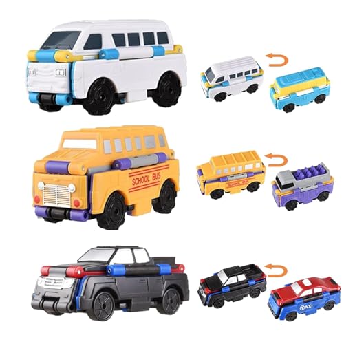 Bexdug Kleine Spielzeugautos,Spielzeugautos für Kinder,3 Stück verwandelnde Spielzeugautos - Spielzeugautos verwandeln Sich in verwandelnde Autos, reibungsbetriebenes Lernspielzeug für Kinder von Bexdug