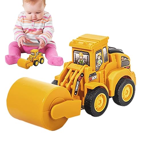 Bexdug Kleines LKW-Autospielzeug,Roller-Bulldozer-Fahrzeuge - Wiederverwendbarer BAU-Power-Hauller-Bagger, tragbare Straßenwalze und Bohrer-Auto-Pfahlantrieb für Kinder von Bexdug
