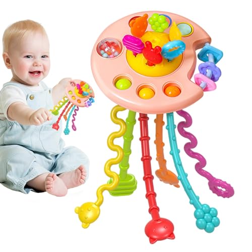 Bexdug Kleinkind-Pull-String-Aktivitätsspielzeug - Sensorisches Spielzeug zum Aufbau von Fähigkeiten,Tragbares, wiederverwendbares Lernspielzeug für motorische Fähigkeiten, Zahnungshilfe für Jungen von Bexdug