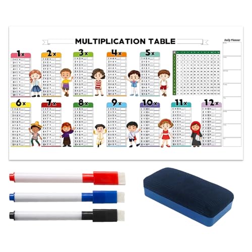 Bexdug Multiplikationsmanipulationen, Multiplikationsdiagramm - Multiplikationsmathematikboards mit trockener Löschung mit Stift,Interaktive Mathematikartikel für Kinder Studenten Teenager Mädchen von Bexdug