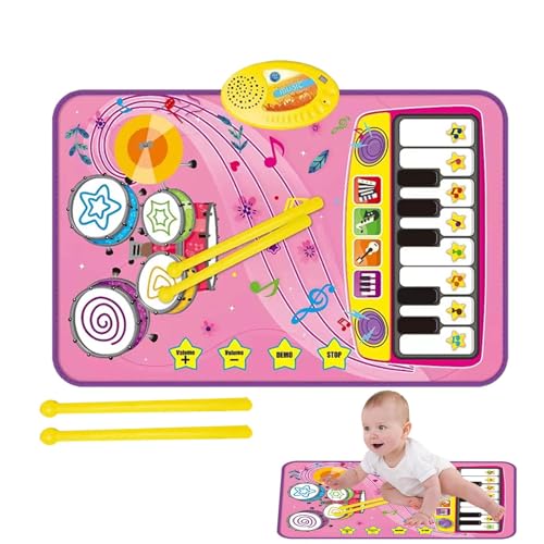 Bexdug Musikspielmatte für Kinder,Musikspielmatte | 2-in-1-Lernmatte für die frühe Bildung | Pädagogische Sinnesspielzeuge, Touch-Spielmatten für Jungen und Mädchen im Alter von 1–6 Jahren von Bexdug