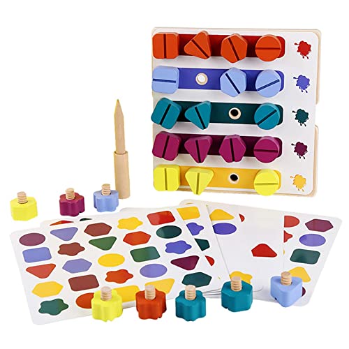 Bexdug Muttern-Montagewerkzeug, Holz-DIY-Nuss-Kombinationsbaustein - Montessori Rollenspielspielzeug für Kinder | Simulationswerkzeug für die Montage von Mutternschrauben im Vorschulalter, von Bexdug