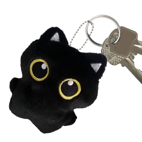 Bexdug Plüschtier Katze,Schwarzes Kätzchen Kuscheltier Mit Plüsch | Weiches Kuscheltier Niedliche Deko Schlüsselanhänger Für Kinder Erwachsene Geburtstagsfeier Geschenkidee von Bexdug