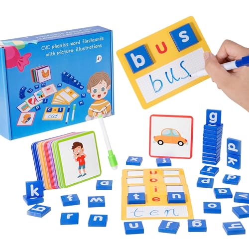 Bexdug Rechtschreibspiel-Spielzeug, Lern-Wortspiel | Alphabet-Blöcke aus Holz, Lernspielzeug für Vorschulkinder | Vorschulpädagogischer Spaß, Montessori-Alphabet-Puzzle, Lernspielzeug von Bexdug