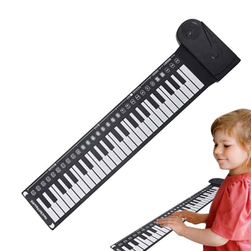 Bexdug Roll-up-Piano-Tastatur, 49-Tasten-Roll-up-Piano,Tragbare Faltbare Handrollen-Musiktastatur - Musiktastatur mit 49 Tasten, Lernspielzeug für Kinder, Anfänger, Erwachsene, Geschenk, Zuhause, von Bexdug
