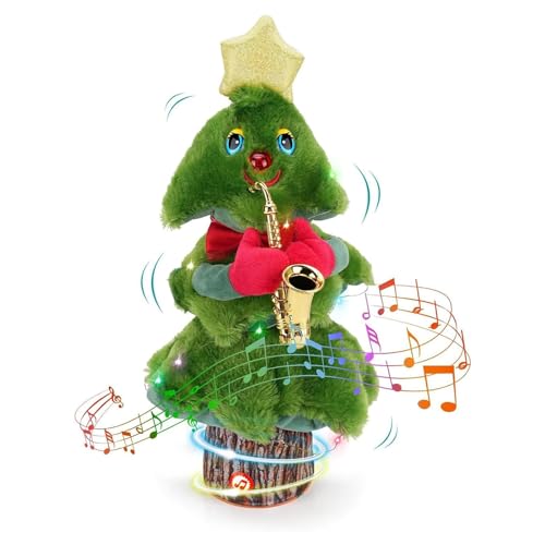 Bexdug Singender Weihnachtsbaum Plüsch,Singender Weihnachtsbaum - Elektrisches musikalisches Weihnachtsplüschtier | Elektrisches Weihnachtsbaum-Stoffspielzeug mit Musik und Lichtern für Jungen und von Bexdug