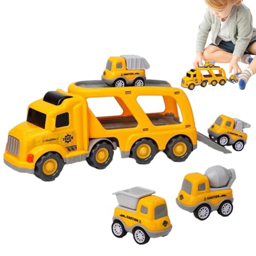 Bexdug Spielzeugautos mit Reibungsantrieb,Autos mit Reibungsantrieb zum Schieben - 5-in-1-LKW-Baufahrzeug-Spielzeugset,Interaktive Push-and-Go-Spielzeuglastwagen, Spielset mit reibungsbetriebenen von Bexdug
