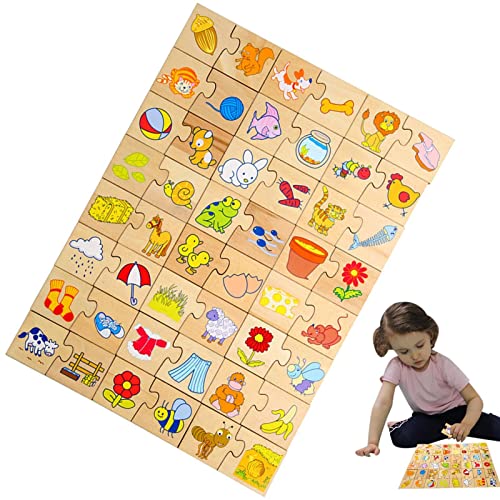 Bexdug Tier-Matching-Puzzle,Tiermuster-Matching-Puzzle | Kognitive Puzzles aus Holz - Hand-Auge-Koordinations-Matching-Spiel, lustiges Kinderspielzeug für Bildung, Klassenzimmer, Geburtstagsgeschenk von Bexdug