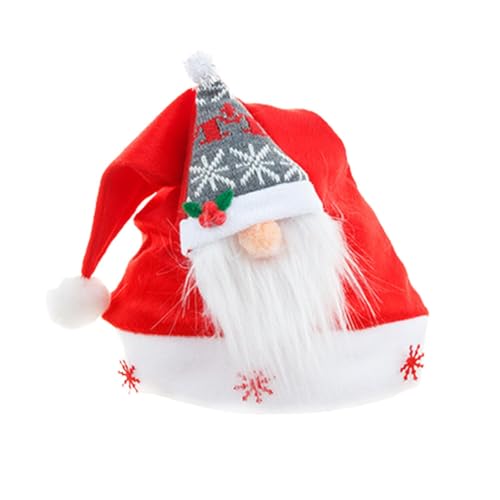 Bexdug Weihnachtsmützen - Rote flauschige Zwergen-Design-Mützen,Übergroße Weihnachtskopfbedeckung, flauschige Weihnachtsmannmütze für Kinder, Jungen, Mädchen, Kinder von Bexdug
