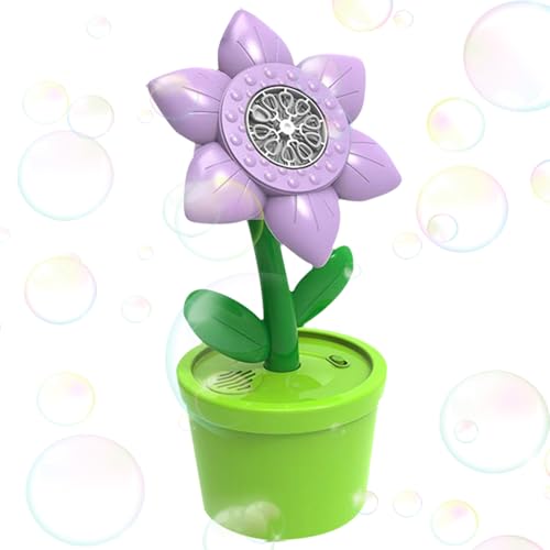 Bubble Machine mit Leichter Blumenblasenmaschine - Blumenblasenhersteller mit Musik & Lichtern,Batteriebetriebene Outdoor -Spielzeug für Kinder über 3+ Jahre, umfasst 2 Flaschen Nachfüllungen von Bexdug