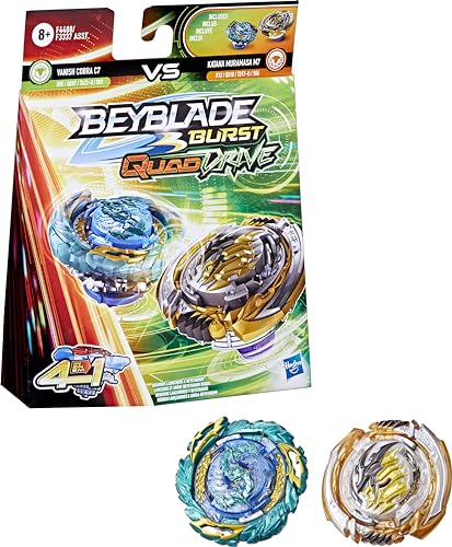 Beyblade Hasbro Burst QuadDrive Katana Muramasa M7 und Vanish Cobra C7 Kreisel, Doppelpack, 2 Stück Battling Game Top Spielzeug für Kinder ab 8 Jahren von BEYBLADE
