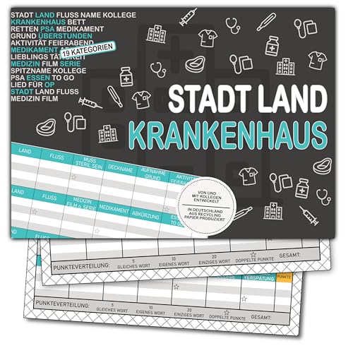 Bezify Stadt Land Krankenhaus Spiel Für Ärzte Und Pflegepersonal Recyclingpapier DIN A4 50 Seiten von Bezify