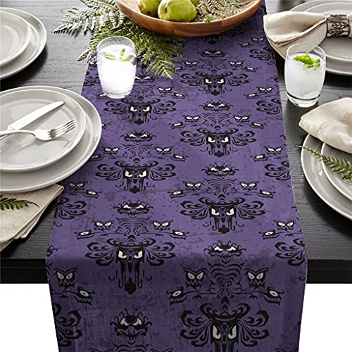 Tischdecke, Tischdecke, Tischläufer, Moderne Tischdekoration, Halloween-Dinner, Feiertage, Hochzeitsfeier, Geistergesicht-Tischläufer(33 * 229) von BgnEhRfL