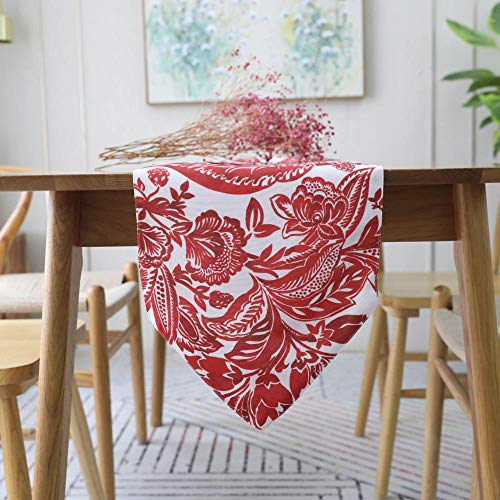 Tischdecke, Tischdecke, roter Tischläufer, Blauer Tischläufer, Tischläufer aus Baumwolle, Tischläufer for Festivals, Hochzeiten, Partys, Grillabende und den täglichen Gebrauch(30 * 200cm) von BgnEhRfL