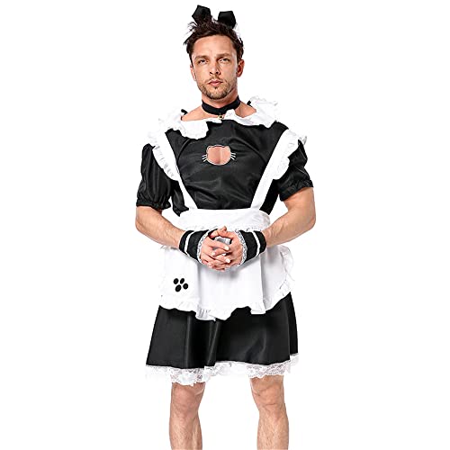 Bianriche Maid Costumes Cats Fancy Dress Outfit Dressing up Men Clothes for Party Halloween Cosplay Role Play,XXL von Bianriche