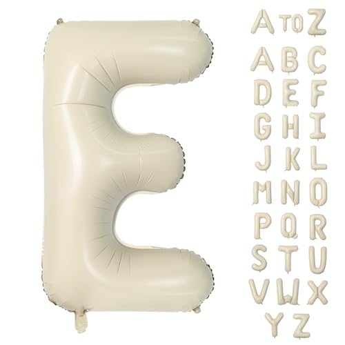 Biapian Buchstaben Ballons XXL, 40 Zoll Große Buchstabe E Folienballon, 101.6CM Beige Buchstaben Luftballon Aluminiumfolie Helium Ballons für Geburtstag Babyparty Hochzeit Jubiläum Dekoration(Creme E) von Biapian